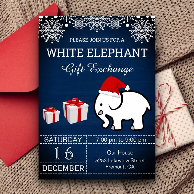 Invitation Échange cadeau de Noël White Elephant (Créateur téléchargé)
