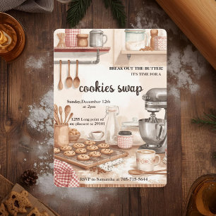 Invitation « Échange de biscuits de cuisine rustique »