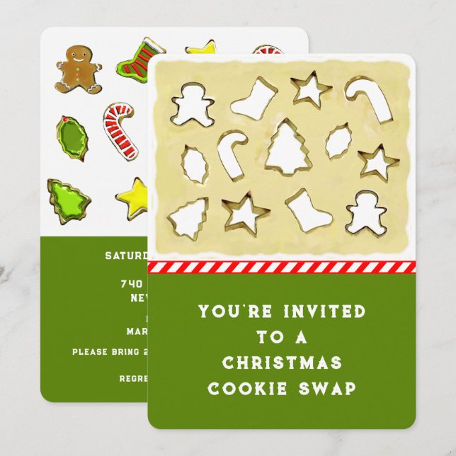 Invitation Échange de biscuits de Noël (Devant / Derrière)