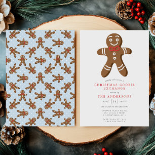 Invitation Échange de biscuits de Noël en forme d'homme en pa