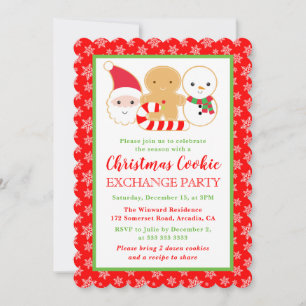 Invitation Échange de biscuits de Noël festifs