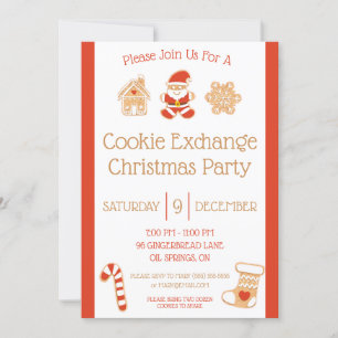 Invitation Échange de biscuits de Noël, Fête de Noël