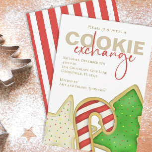 Invitation Échange de biscuits de Noël mignon et fantaisiste
