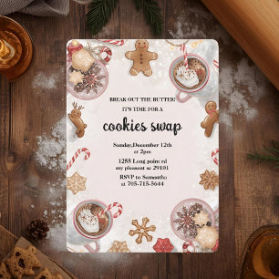 Invitation Échange de biscuits de Noël roses