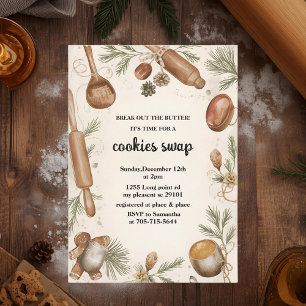 Invitation Échange de biscuits de Noël rustique Fête de pât