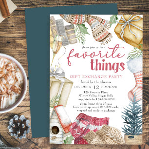 Invitation Échange de cadeaux de Noël cosy Choses Préférées F