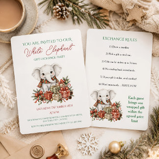 Invitation Échange de cadeaux éléphant blanc
