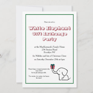 Invitation Échange de Cadeaux Éléphant Blanc Soirée de Noël