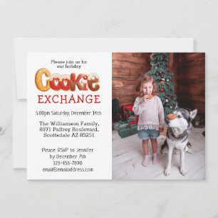 Invitation Échange de cookies de vacances photo personnalisée