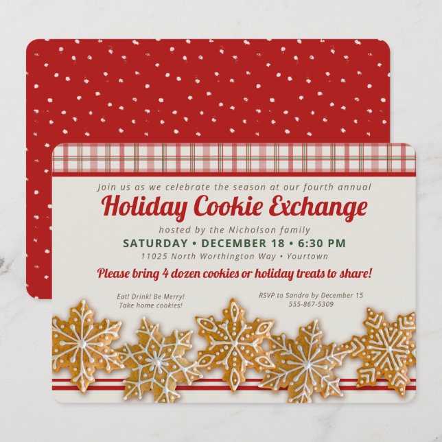 Invitation Échange de cookies | Fête de pâtisserie de vacance (Devant / Derrière)