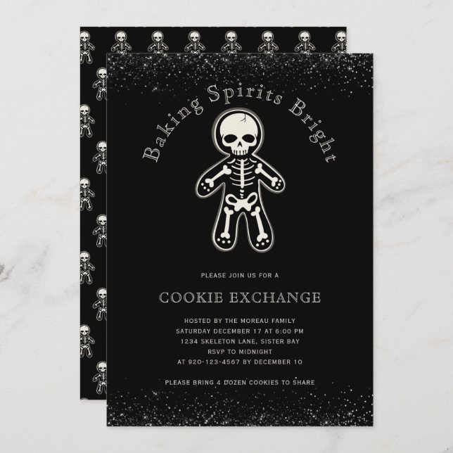 Invitation Échange de cookies gothiques (Devant / Derrière)