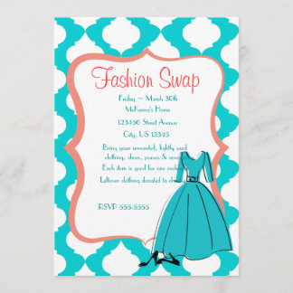 Invitation Échange de mode turquoise et corail