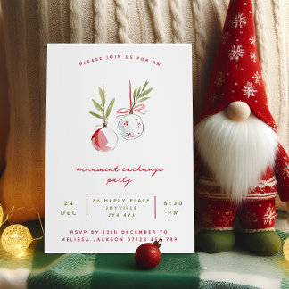Invitation Échange d'ornements minimaliste pour les Fêtes