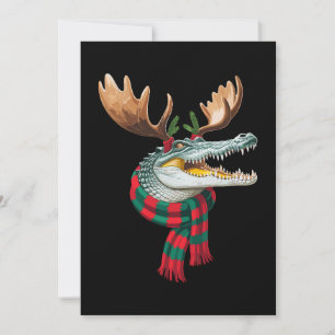 Invitation Écharpe de cerf de Noël crocodile Fêtes