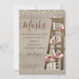 Invitation Échelle en bois vintage et panneau de masque à lum