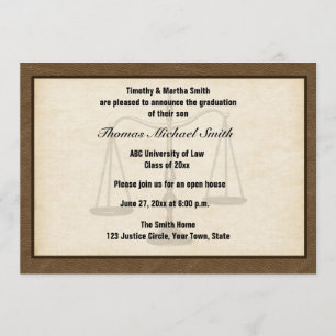 Invitation Échelles de justice, Brown, diplôme universitaire