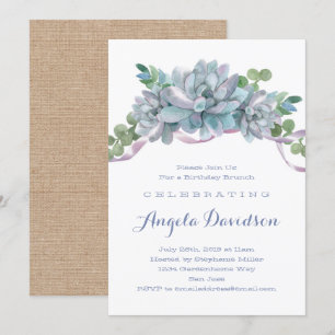 Invitation Echeveria Succulent Anniversaire Brunch Party