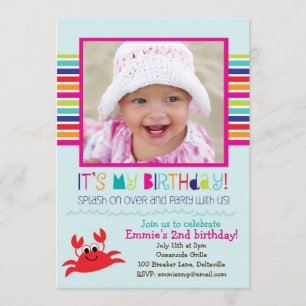 Invitation Éclaboussant la fête d'anniversaire d'été de crabe