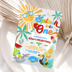 Invitation Éclaboussez dans une fête de plage super 1er anniv