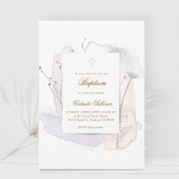 éclaboussures d'aquarelle et fleurs | Baptême