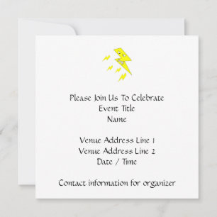 Invitation Éclair de foudre en colère. Jaune sur Blanc.