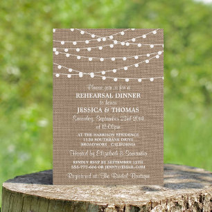 Invitation Éclairage À Chaîne Sur Burlap Dîner De Répétition