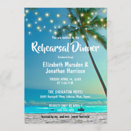 Invitation Éclairage à cordes Dîner de répétition de plage tr