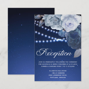 Invitation Eclairage à cordes étoiles Bleu Elégant Mariage Ré