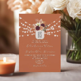 Invitation Éclairage de chaîne Mariage orange brulé rustique