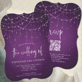 Invitation Éclairage de chaîne violet de script informel Mari