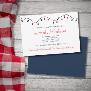 Invitation Éclairages à cordes de 4 juillet barbecue patrioti
