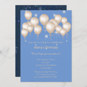 Invitation ÉCLAIRANT MODERNE SPRINTEMPS NAVY BALLOON Sparkle