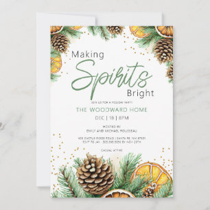 Invitation Éclairer les Esprits Agrumes Pin Fête de Fins d'An