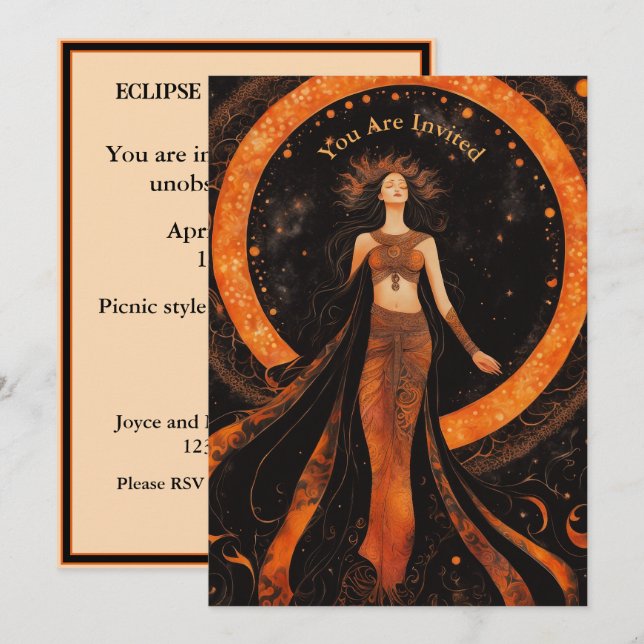 Invitation Éclipse solaire - Partie d'affichage entièrement p (Devant / Derrière)
