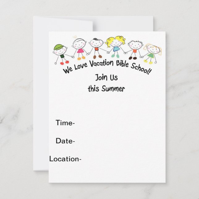 Invitation École de Bible Vacances (Devant)