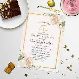 Invitation École de droit Fête de fin d'études Blush Échelles