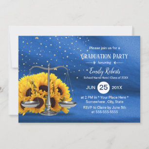 Invitation École de droit Rustique Tournesol Marine Bleu Grad