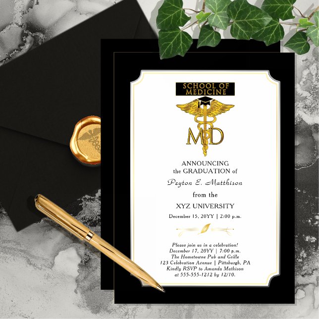 Invitation École de médecine | Diplôme de médecin (School of Medicine Doctor Physician Graduation Invitation)