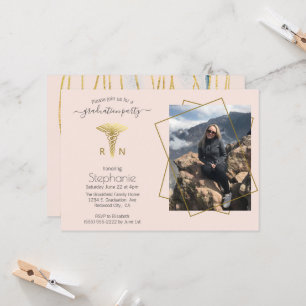 Invitation École de soins infirmiers - Photo Blush Gold Gradu