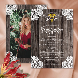 Invitation École d'infirmières Photo en Bois Dentelle Diplôme