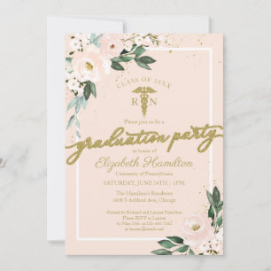 Invitation École Médicale de soins infirmiers Grad Party rose