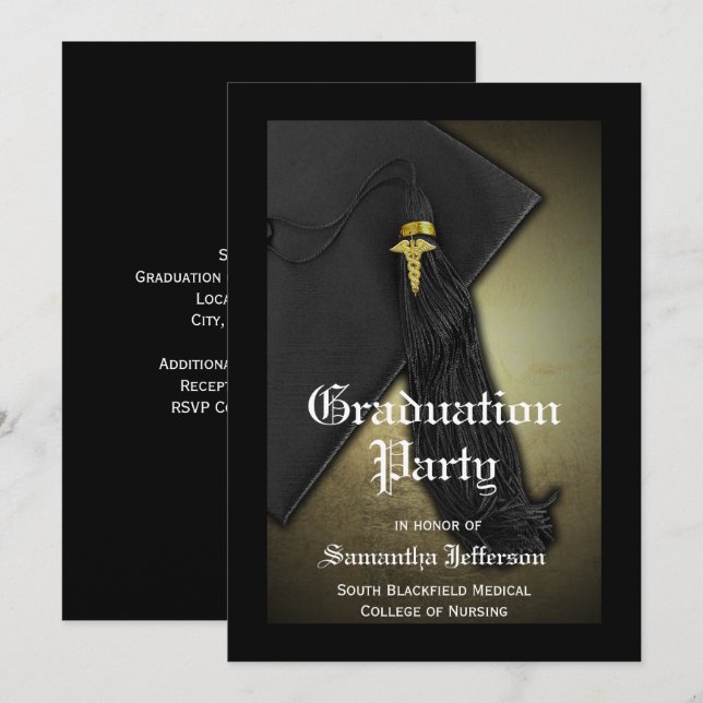 Invitation École Médicale ou fête d'études en soins infirmier (Devant / Derrière)