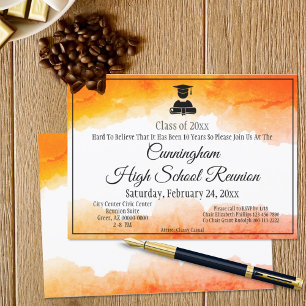 Invitation Ecole secondaire Orange Watercolor Réunion