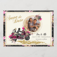 Économies de photo de mariage de moto la date