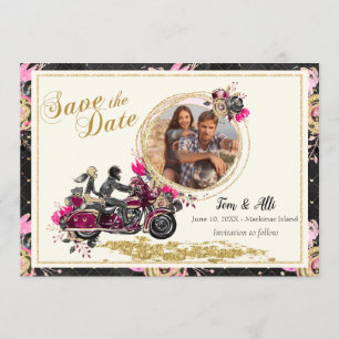 Invitation Économies de photo de mariage de moto la date