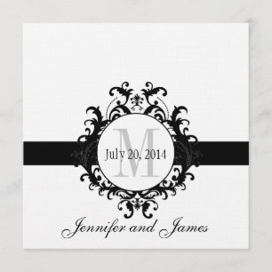 Invitation Économies noires de toile de monogramme le mariage
