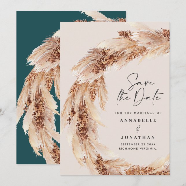 Invitation Économisez la date de mariage moderne boho sarcell (Devant / Derrière)
