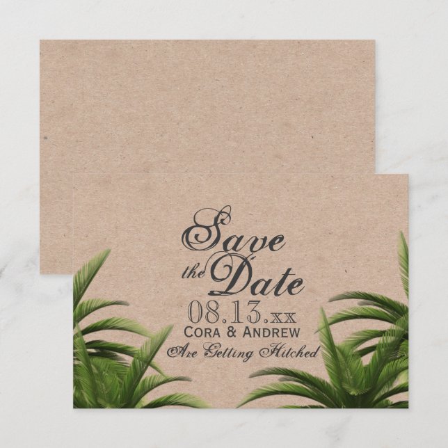 Invitation Économisez la date de mariage vert de l'arbre de p (Devant / Derrière)