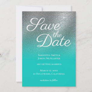 Invitation Économisez la date ombre paillettes fines argent s