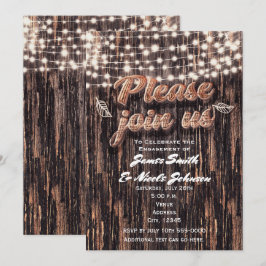 Invitation Écorce d'arbre rustique Bois et lumières Invitatio